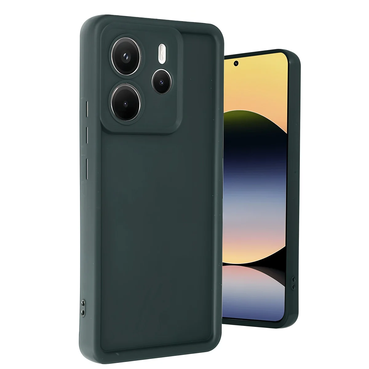 Note 14 4G Viera Silikon Kılıf - Koyu Yeşil, Mat ve Tam Koruma