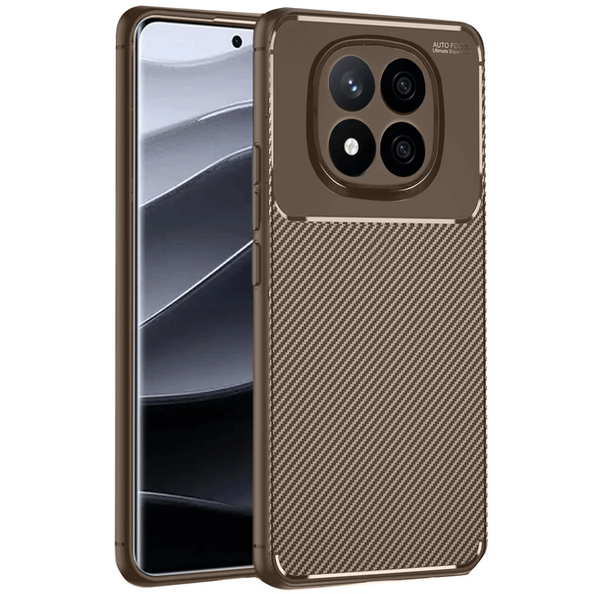 Note 14 Pro 4G Auto Focus Karbon Fiber Kılıf - Kahverengi