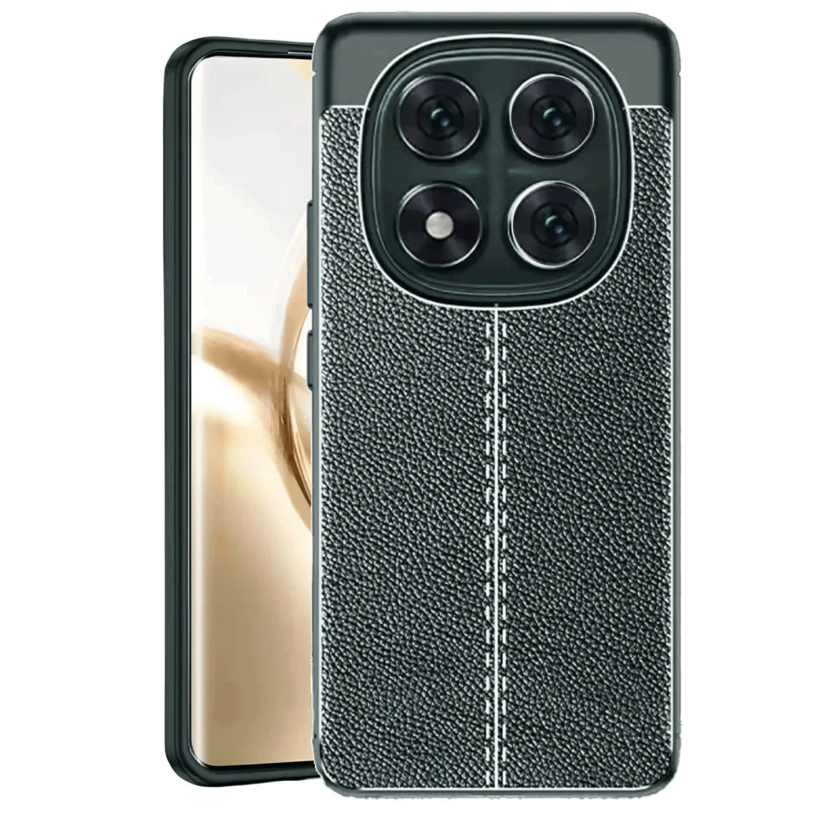 Note 14 Pro 4G Auto Focus Deri Dokulu Kılıf – Koyu Yeşil ve Yüksek Darbe Korumalı
