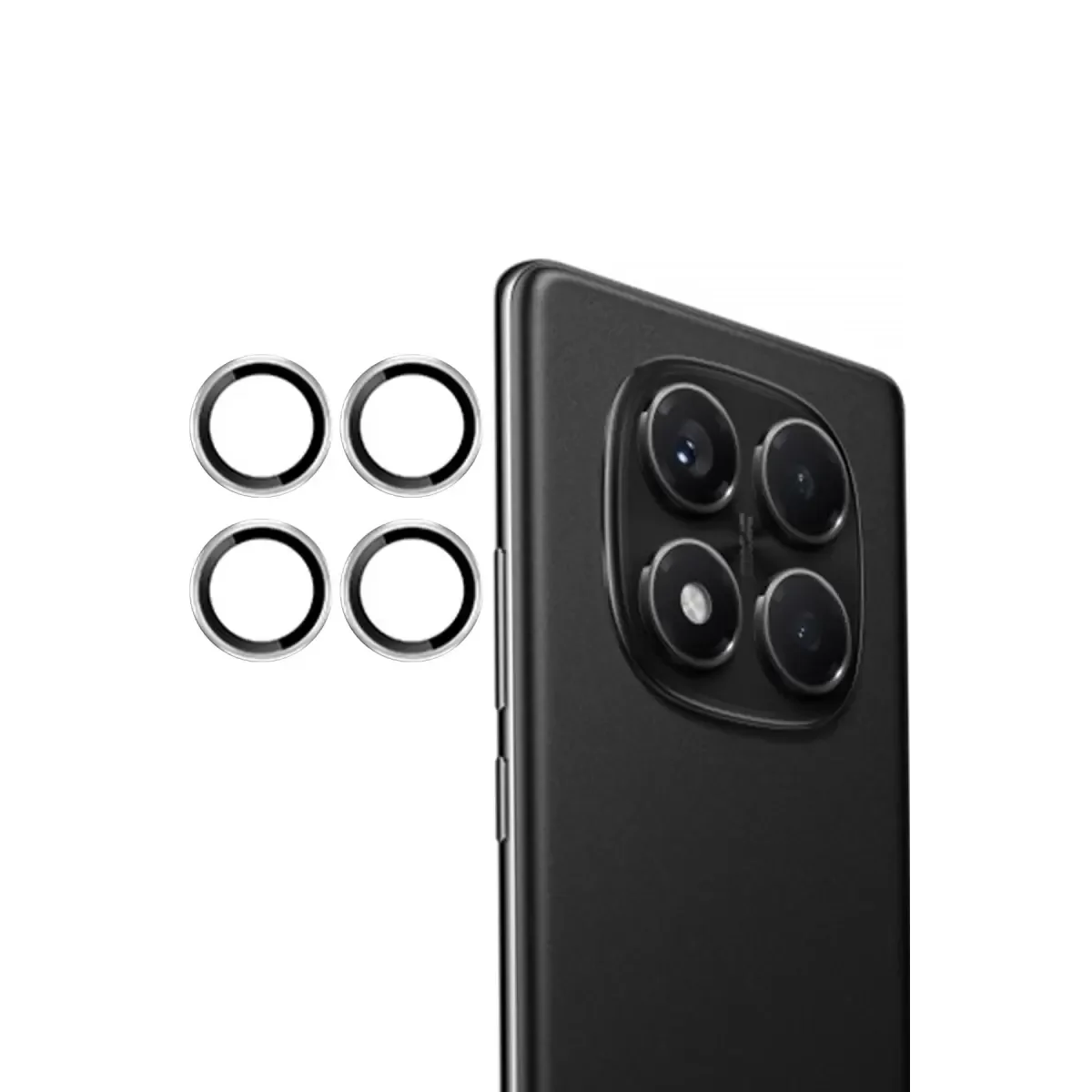 Note 14 Pro 4G ile Uyumlu PVD Metal Kamera Lens - Gümüş, 9H Sertlik, Anti-Refleksiyon