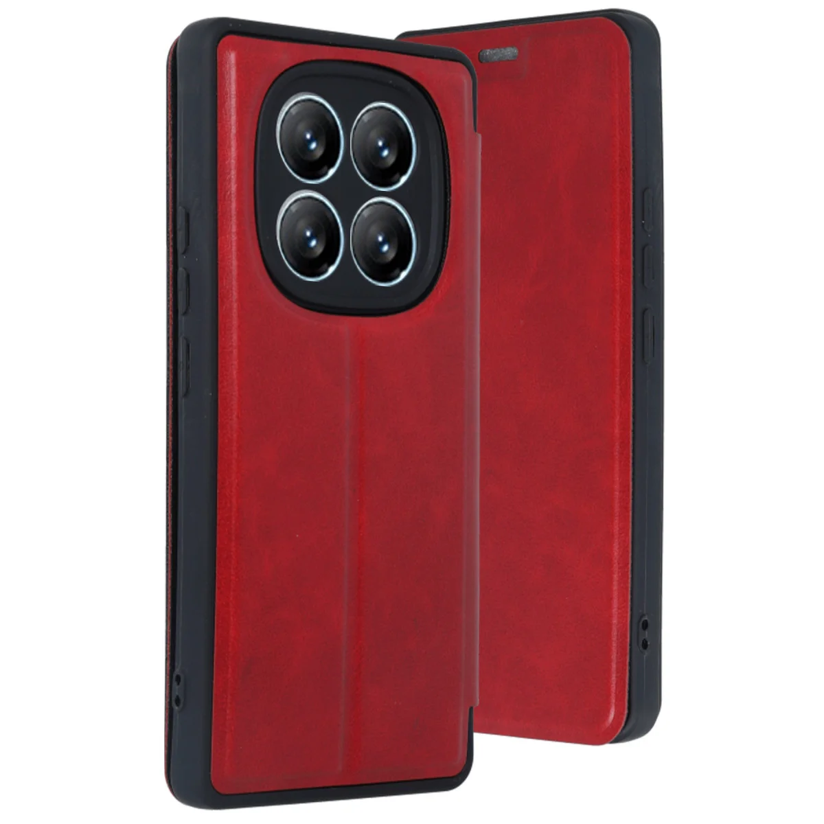 Note 14 Pro 4G Kılıf Flip Cover - Kırmızı ve Cüzdanlı Tasarım
