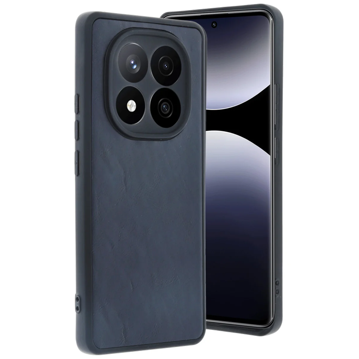 Note 14 Pro 5G Aras Deri Kapak - Lacivert Premium Koruma