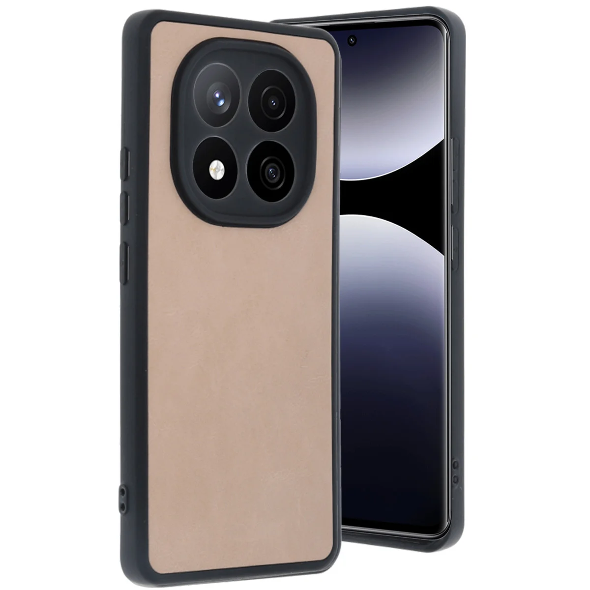 Note 14 Pro 5G Aras Deri Kılıf - Pudra - 360 Derece Koruma ve Şık Tasarım