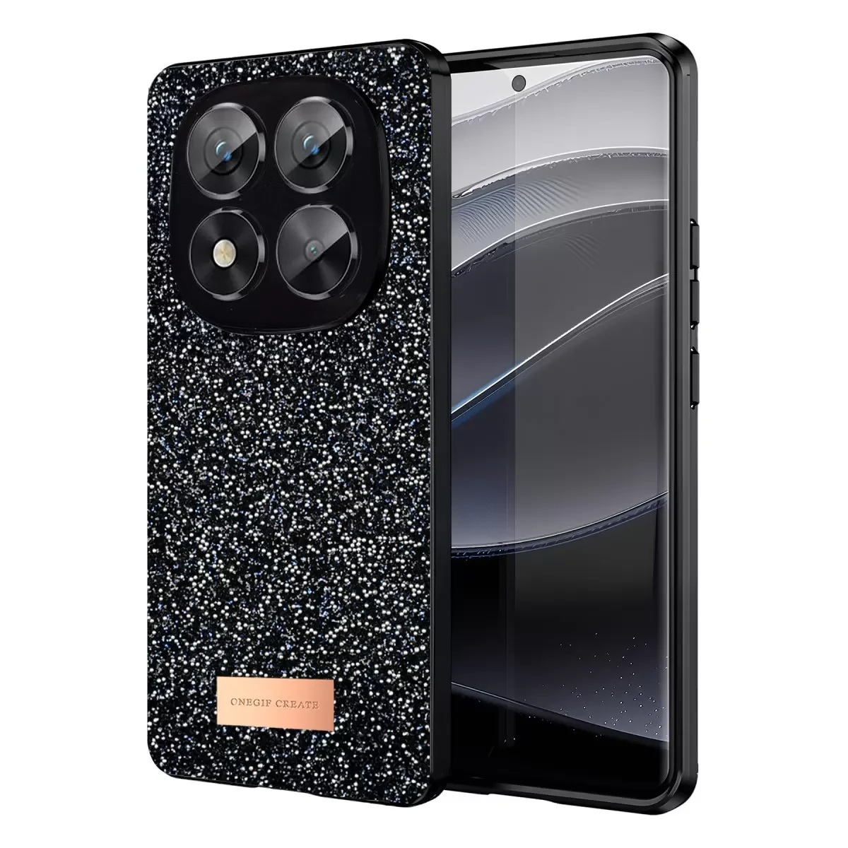 Note 14 Pro 5G ile Uyumlu Simli Kapak - Siyah