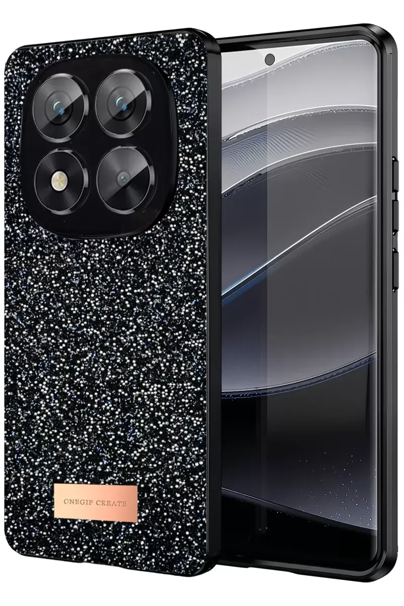Note 14 Pro 5G ile Uyumlu Simli Kapak - Siyah