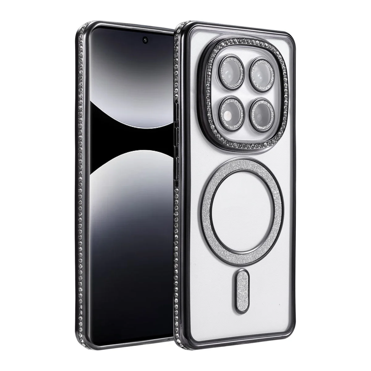 Note 14 Pro 5G Joke Simli Magneticsafe Kılıf - Siyah, Parlak Elmas Tasarım