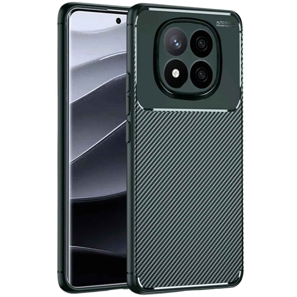 Note 14 Pro 5G Karbon Kılıf Auto Focus - Koyu Yeşil, Çizilmelere Karşı Koruma Kılıfı