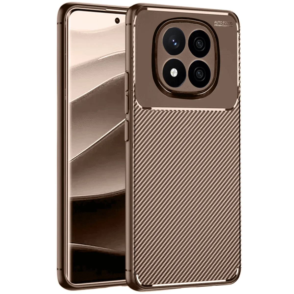 Note 14 Pro 5G Karbon Kılıf - Auto Focus Kahverengi Kılıf