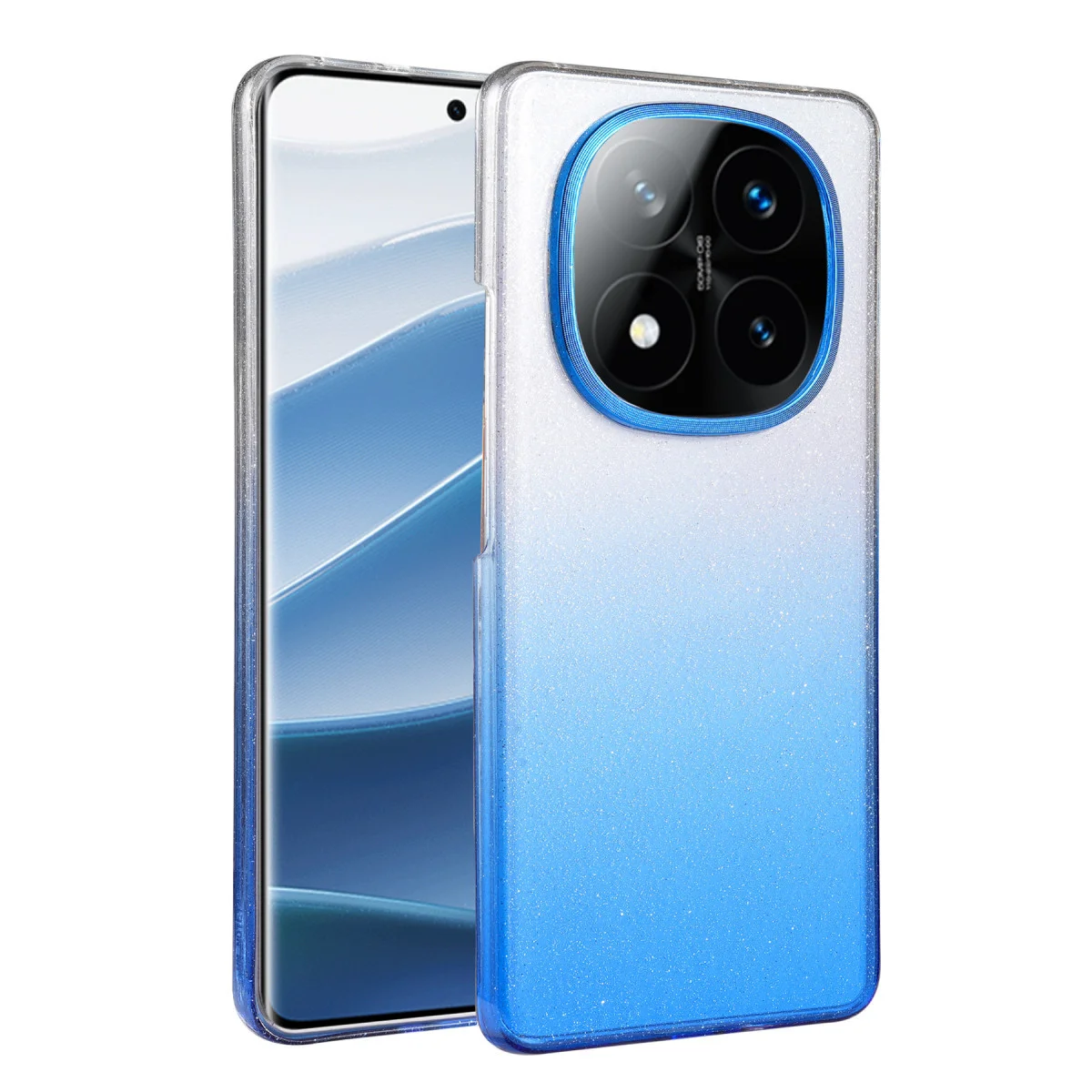 Note 14 Pro 5G Mavi Şık Şeffaf Kılıf - Işıltılı Kaplamalı Premium Kamera Koruması