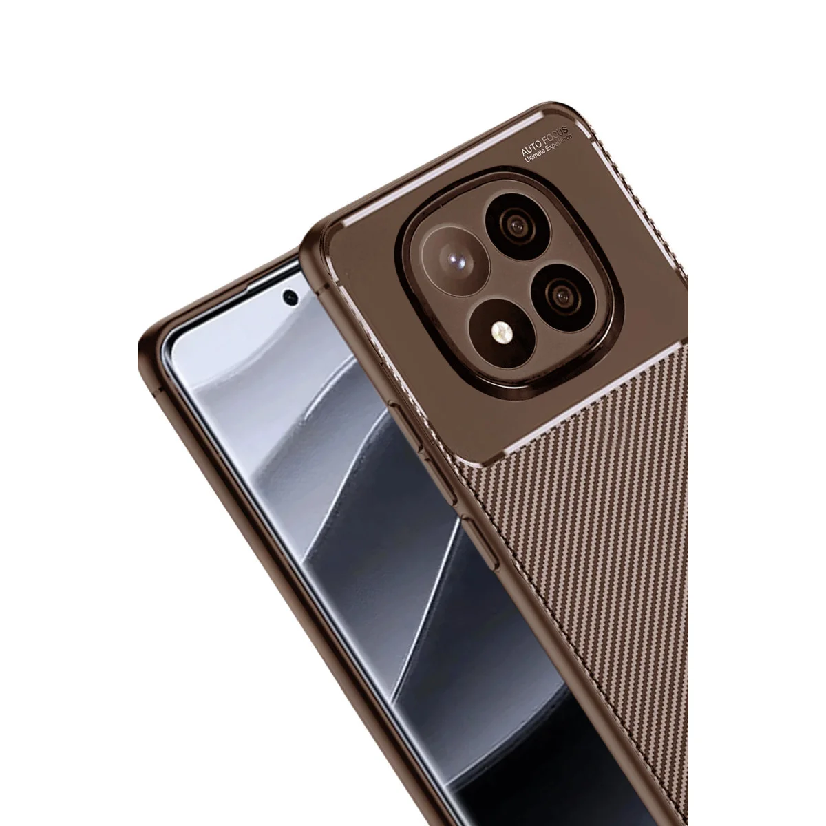 Note 14 Pro Plus Auto Focus Karbon Fiber Kılıf - Kahverengi