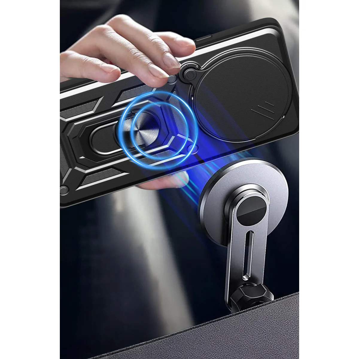 Note 14 Pro Plus Silikon Kılıf - Yeşil Lens Korumalı ve Metal Standlı