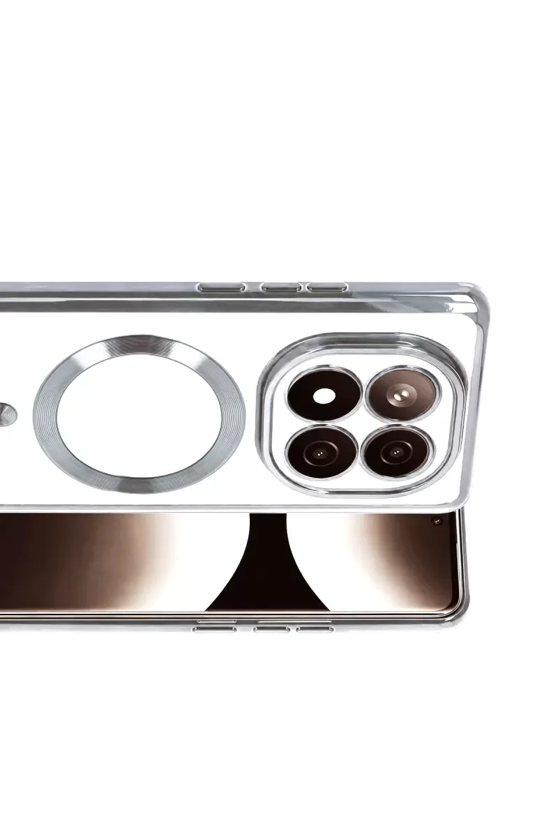 Note 15 4G ile Uyumlu Kross Magneticsafe Şeffaf Kapak - Gümüş, MagSafe Uyumlu