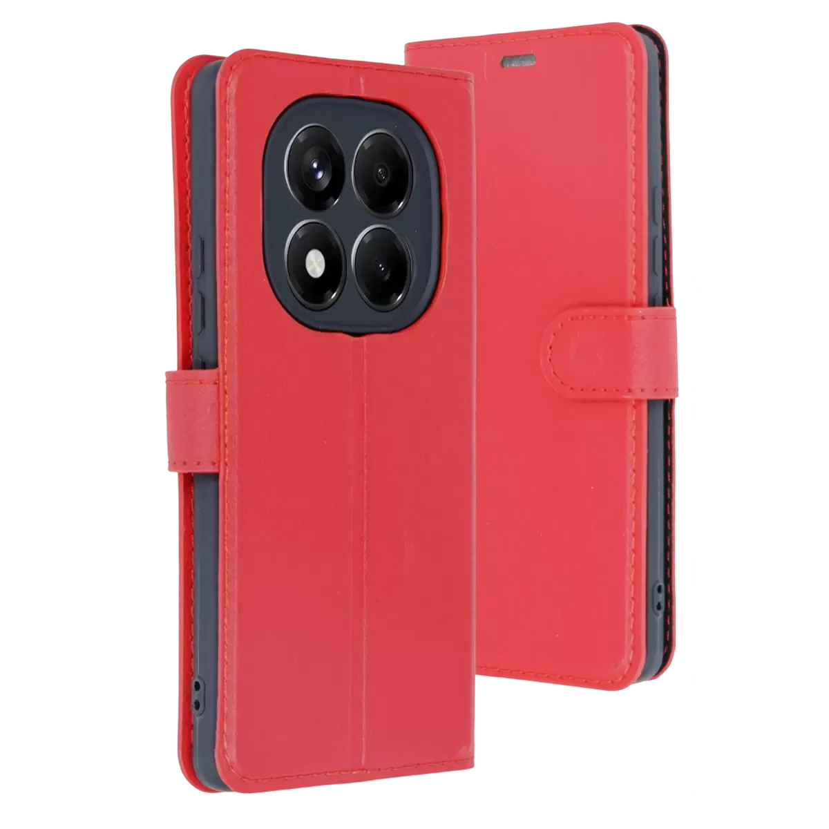Note 15 4G ile Uyumlu Trend S Plus Kapaklı Kılıf - Kırmızı, Stand ve Kart Yuvalı Deri Telefon Kılıfı