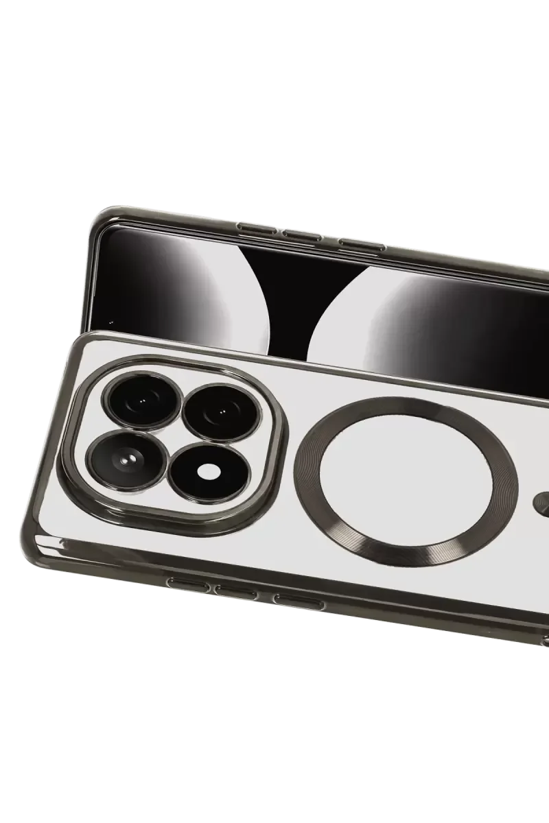 Note 15 4G ile Uyumlu Kross Magneticsafe Kapak - Siyah | Manyetik Şeffaf Kılıf