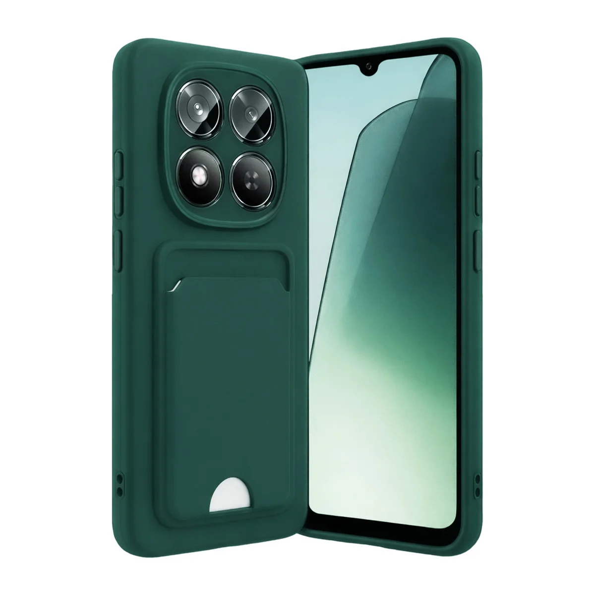 Note 15 4G Kelvin Kartvizitli Silikon Kılıf - Koyu Yeşil