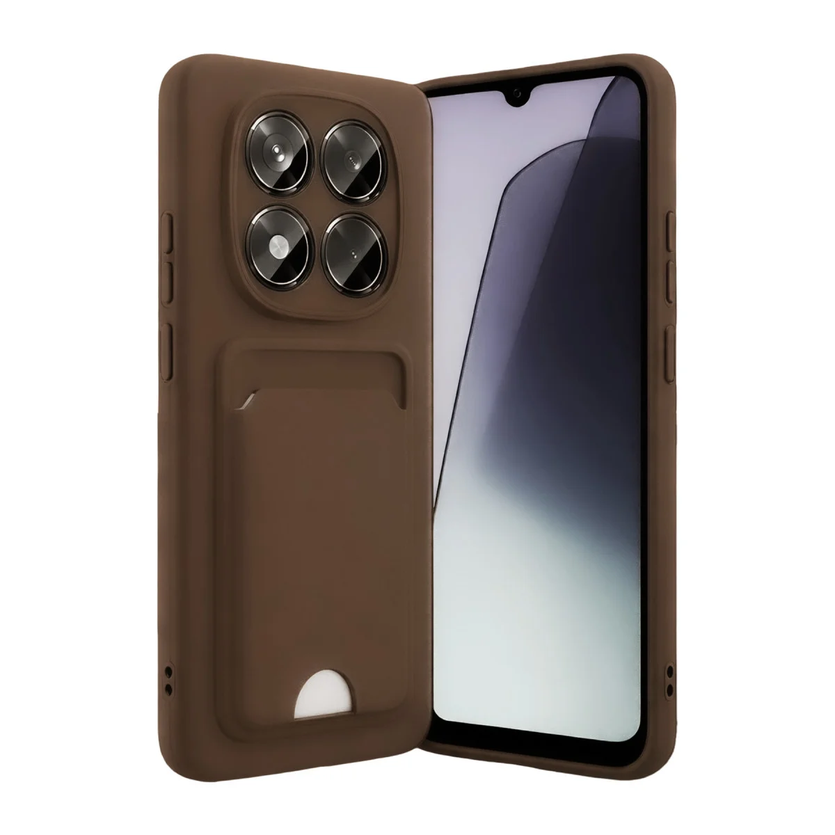 Note 15 4G Kelvin Kartvizitli Silikon Kılıf - Kahverengi