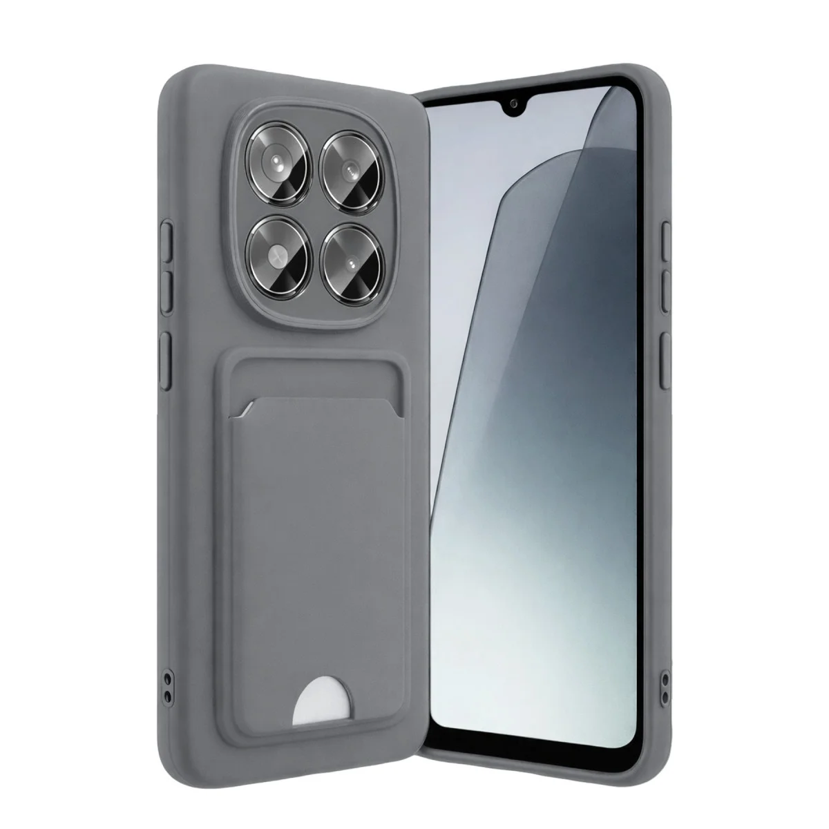 Note 15 4G Kelvin Kartvizitli Silikon Kılıf - Gri ve Premium Koruma