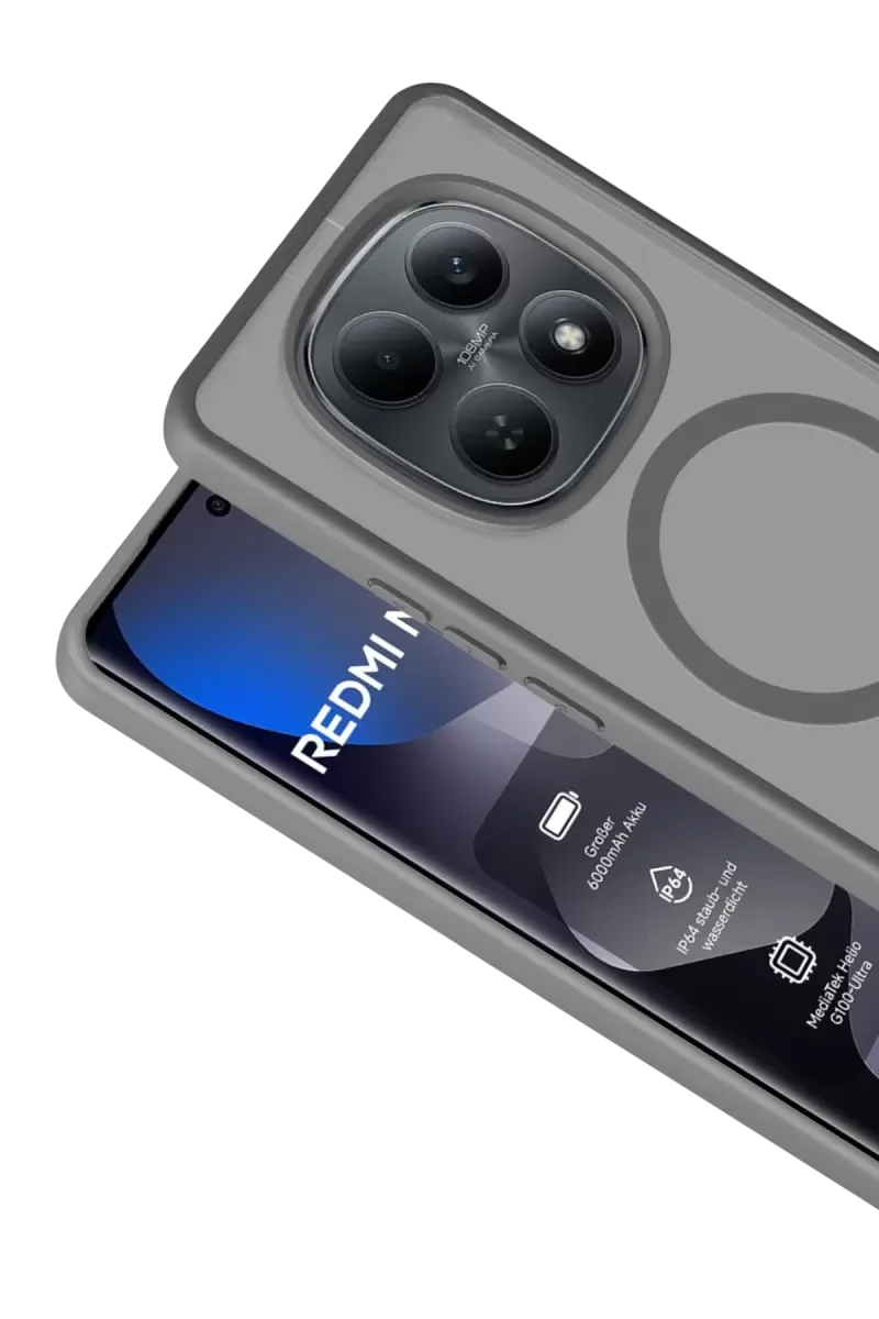 Note 15 Pro 4G ile Uyumlu MagSafe Kılıf - Titan Gri, Çift Katmanlı Koruma