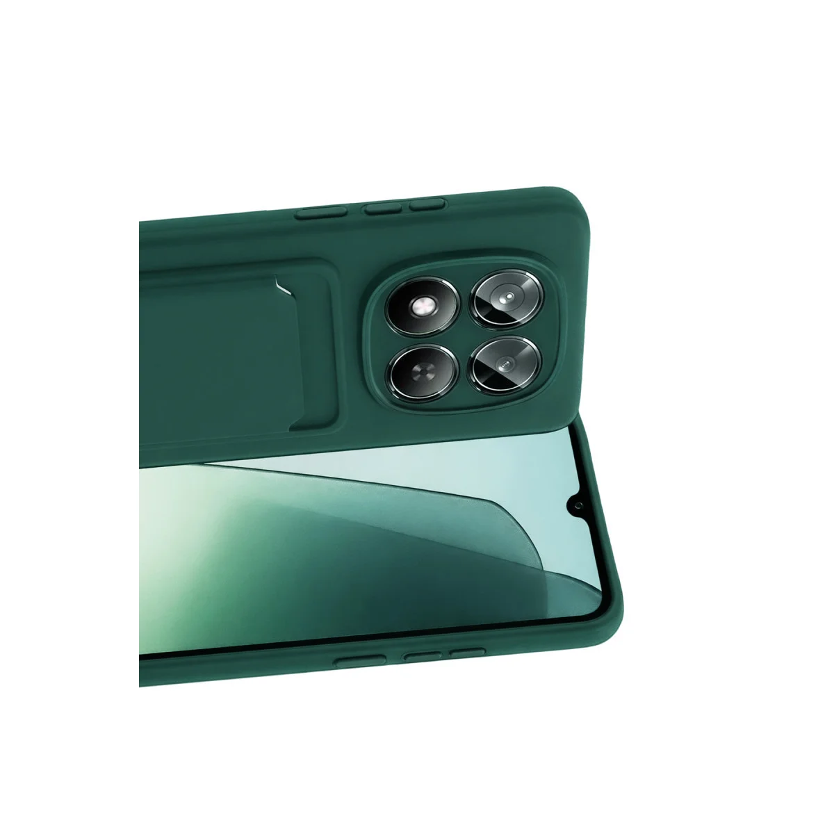 Note 15 Pro 4G Kelvin Kartvizitli Kılıf - Koyu Yeşil Premium Silikon