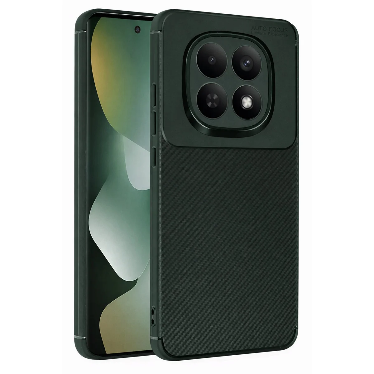 Note 15 Pro 5G Karbon Kapak - Koyu Yeşil, Auto Focus, Anti-İz ve Dayanıklı