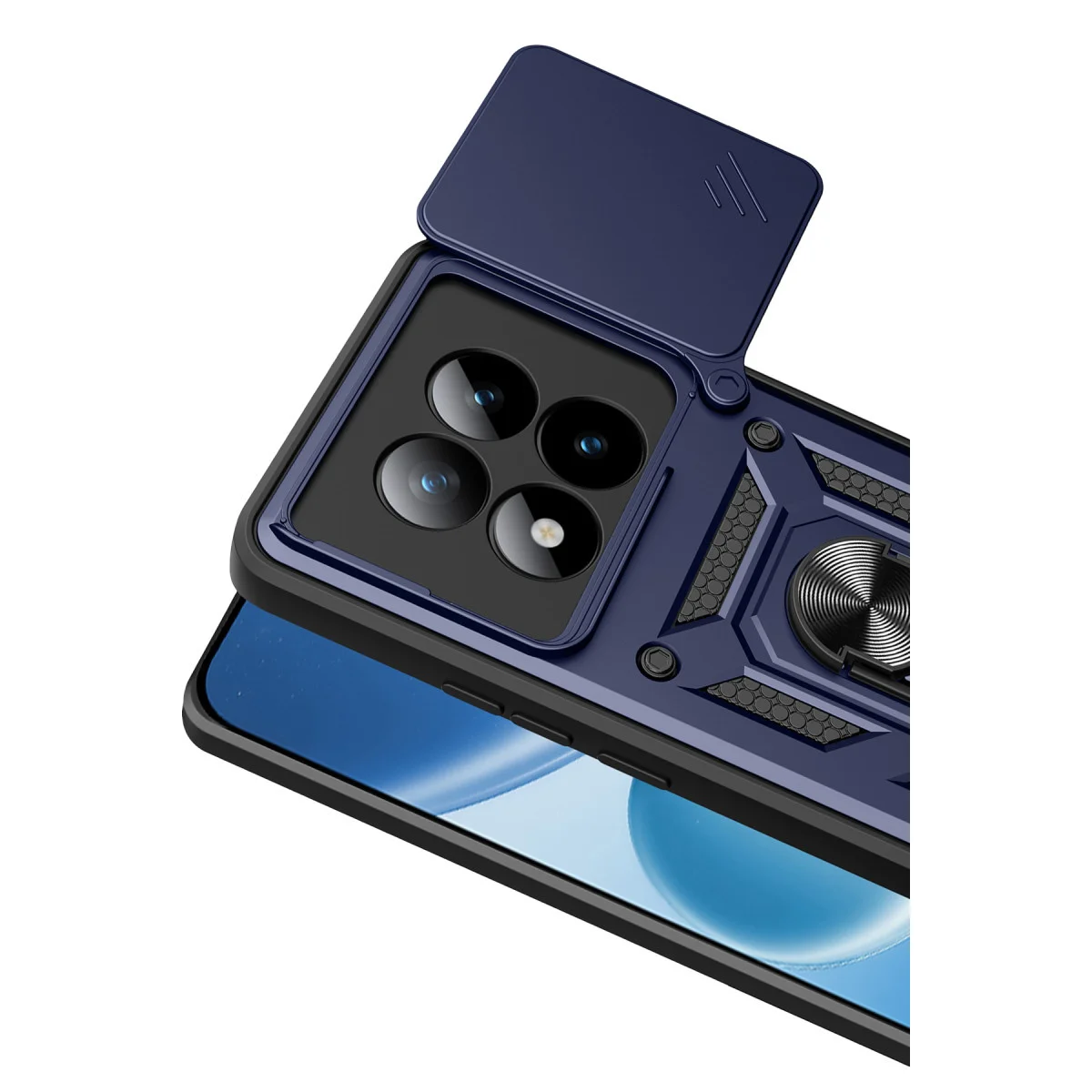 Note 15 Pro 5G Pars Lens Yüzüklü Silikon Kılıf - Lacivert (Premium Darbe Korumalı)
