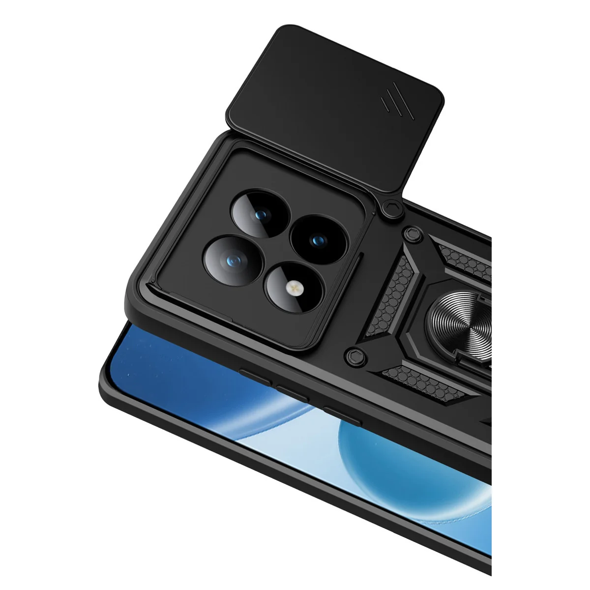 Note 15 Pro Plus 5G Pars Lens Yüzüklü Silikon Kılıf - Siyah