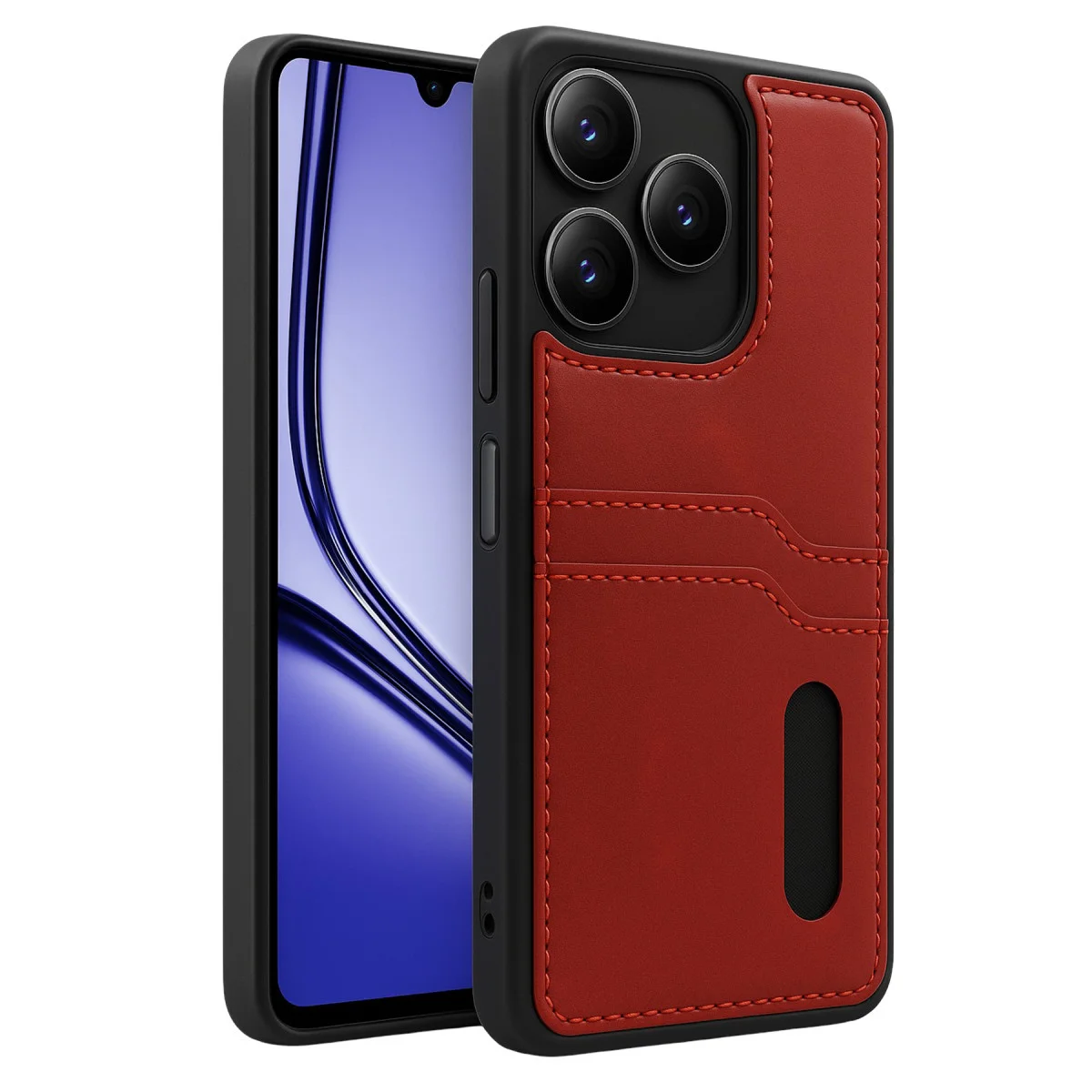 Note 50 4G Kılıf - Kırmızı Deri Kılıf, Kartvizitli ve Tam Korumalı