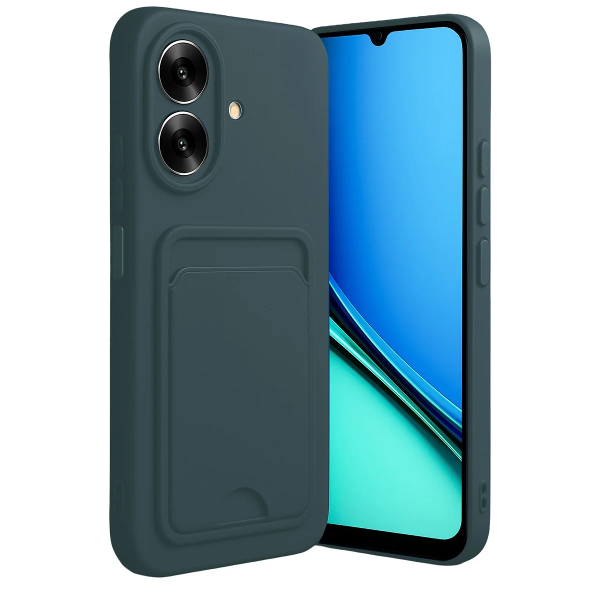 Note 60 Kelvin Kartvizitli Silikon Kılıf - Koyu Yeşil