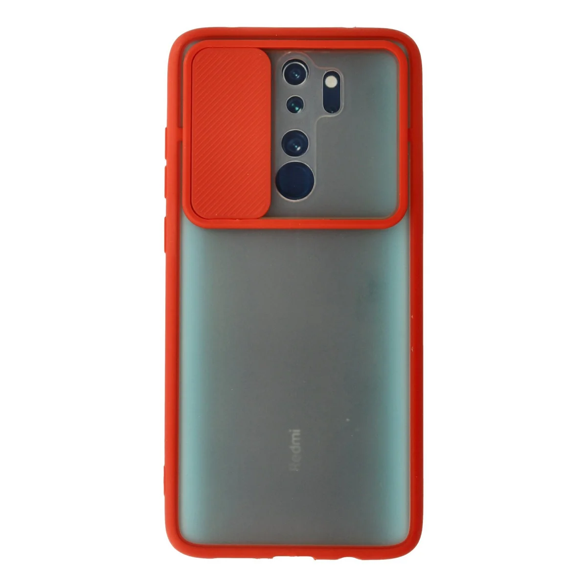Note 8 Pro Kamera Sürgülü Silikon Kılıf - Kırmızı Palm Buzlu