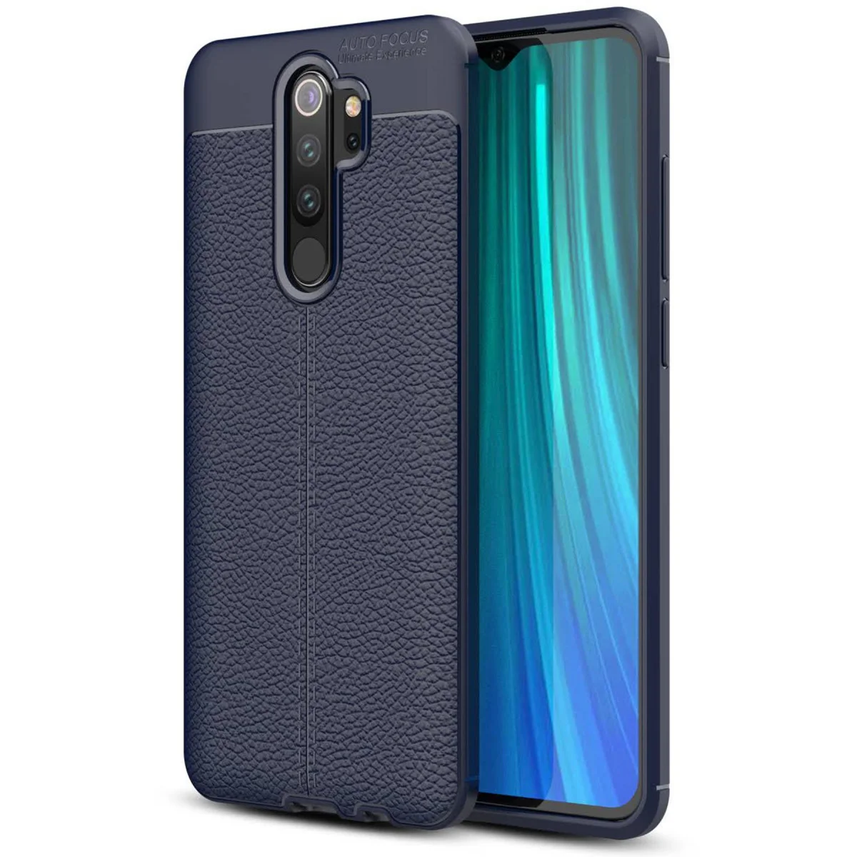Note 8 Pro Kılıf Auto Focus – Premium Deri Dokulu TPU Koruma (Lacivert)