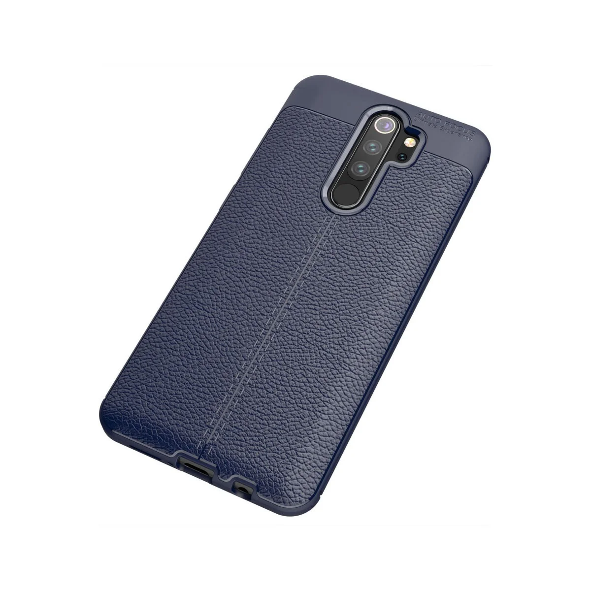 Note 8 Pro Kılıf Auto Focus – Premium Deri Dokulu TPU Koruma (Lacivert)