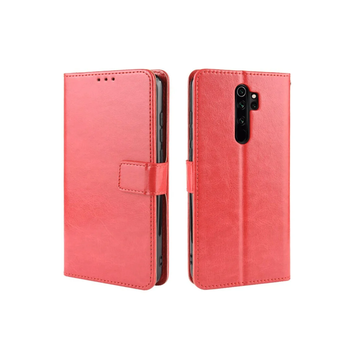Note 8 Pro Trend S Plus Kılıf - Kırmızı, Kapaklı ve Standlı Koruma Kılıfı