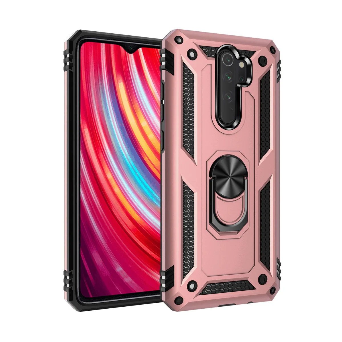 Note 8 Pro Yüzüklü Silikon Kılıf Rose - Mükemmel Uyum ve Koruma