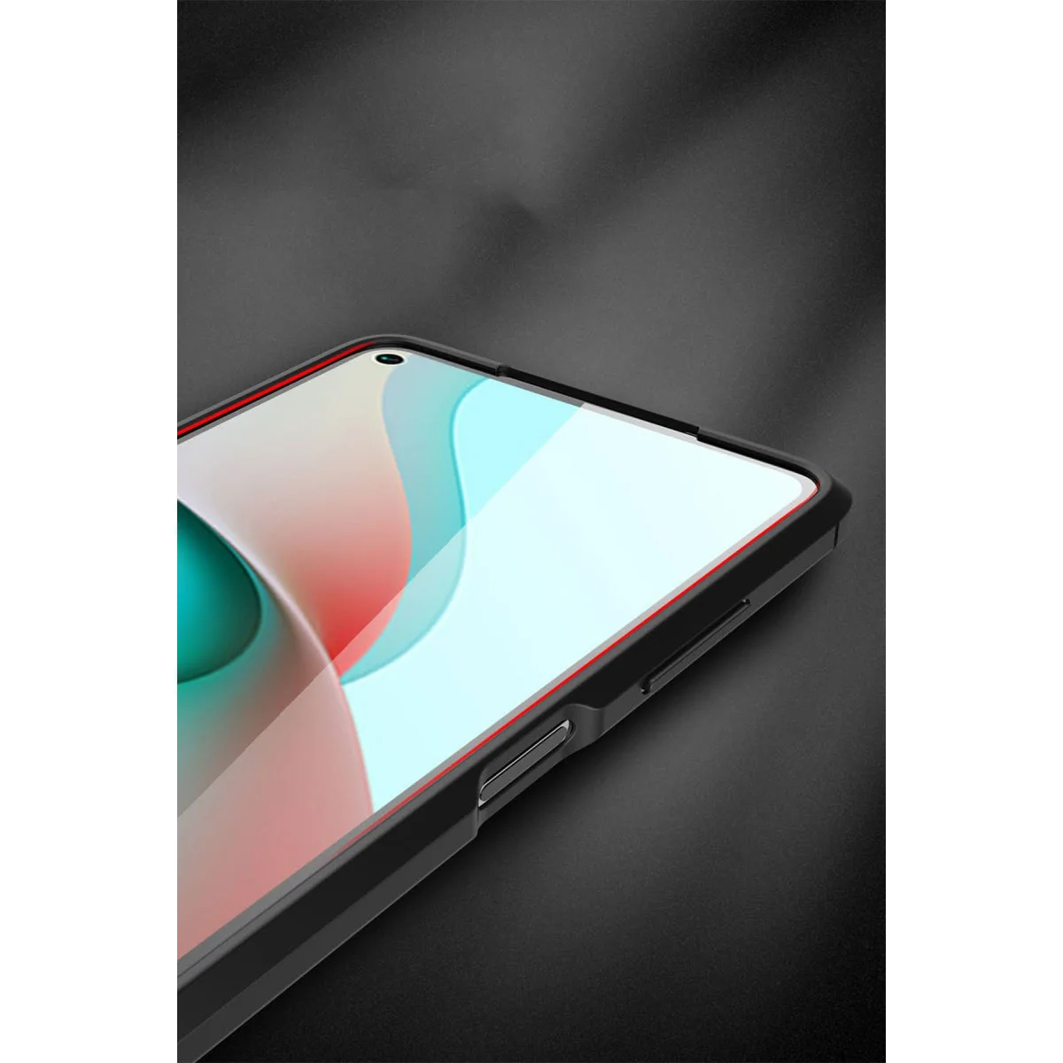 Note 9 5G Kılıf Auto Focus Kapak - Kırmızı Deri Dokulu Kamera Koruma Kılıfı