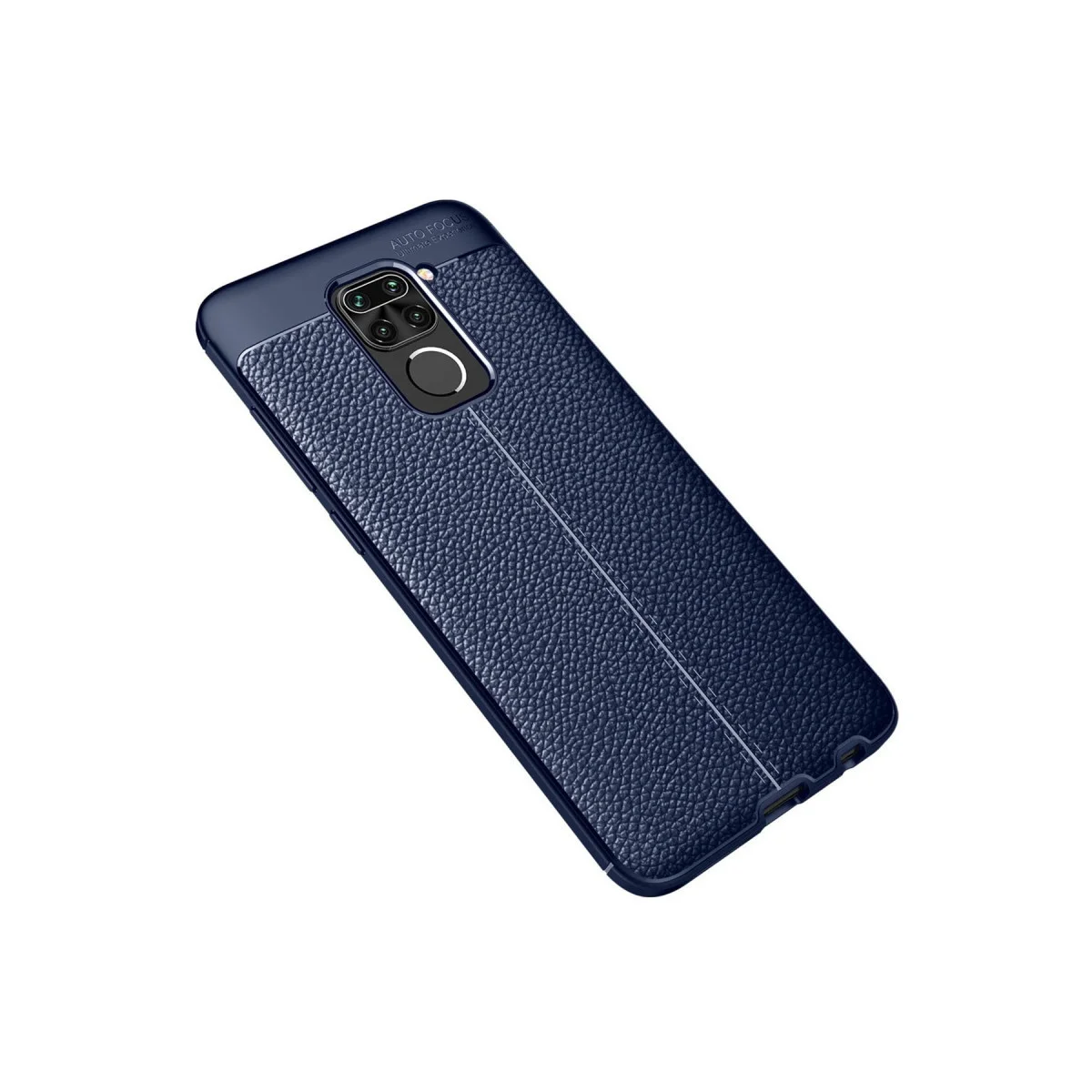 Note 9 Auto Focus Kılıf - Lacivert TPU Deri Dokulu Premium Koruma