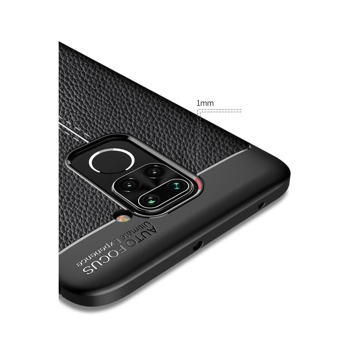 Note 9 Auto Focus Kılıf - Lacivert TPU Deri Dokulu Premium Koruma