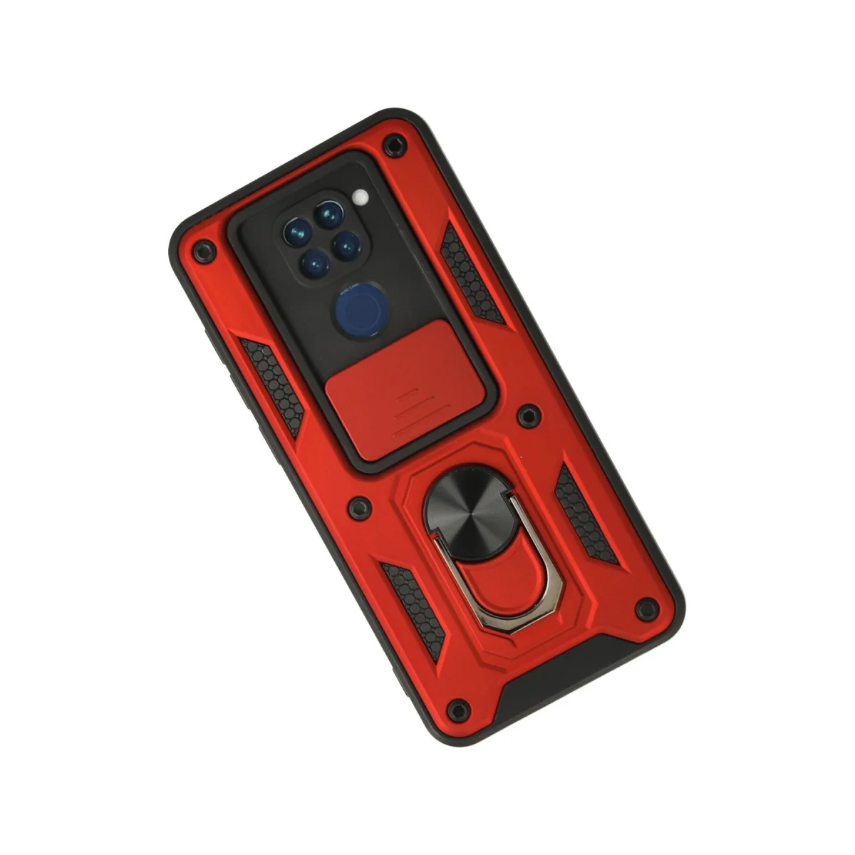 Note 9 Kılıf Pars Lens Yüzüklü Silikon Kırmızı - Maksimum Darbe Koruması ve Metal Stand Özelliği