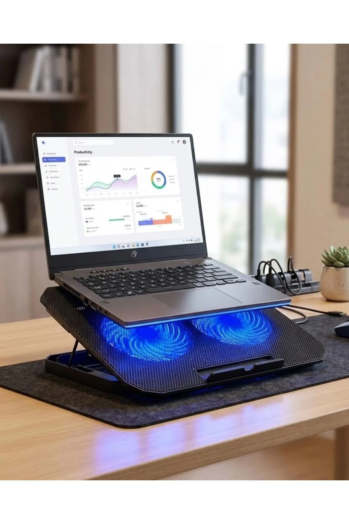 Notebook Soğutucu Fanlı Stand Usb Portlu 8 Kademe Laptop Sehpası
