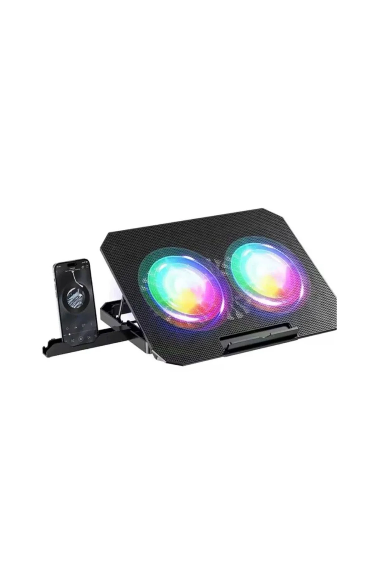 Notebook Soğutucu Stand Rgb Aydınlatmalı İki Fanlı Laptop Altlığı