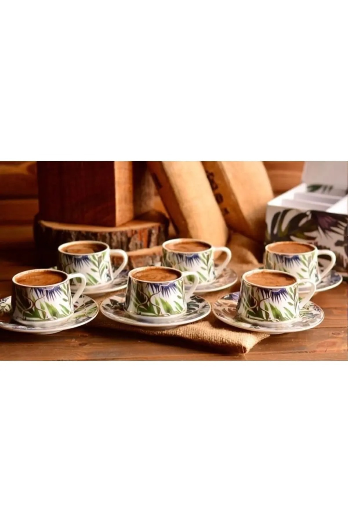 Elif Aksesuar Notte Prestij 6 Kişilik Porselen Kahve Fincan Takımı