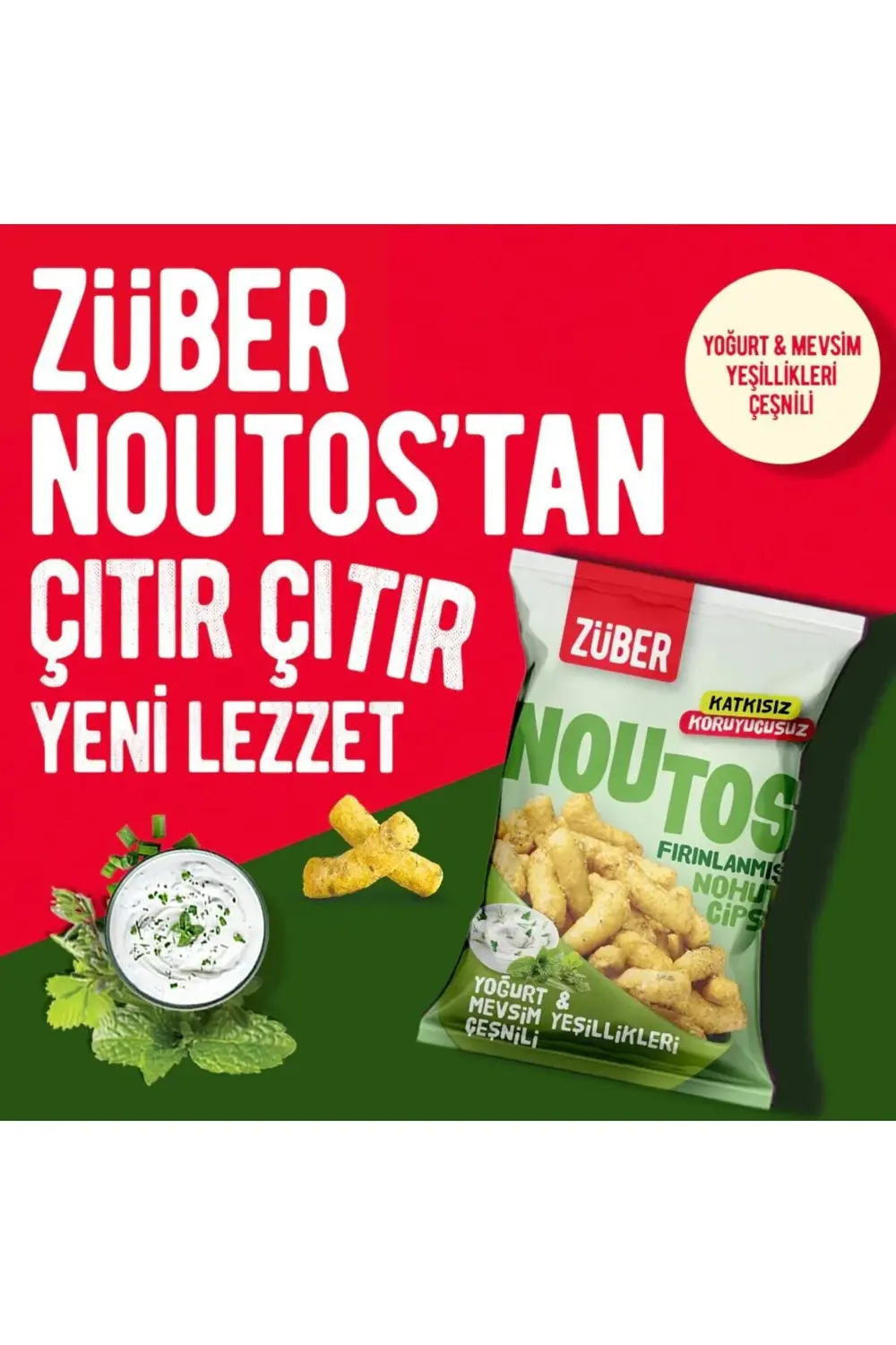 Noutos Fırın Nohut Cipsi 55 Gr Yoğurt ve Mevsim Yeşillikleri