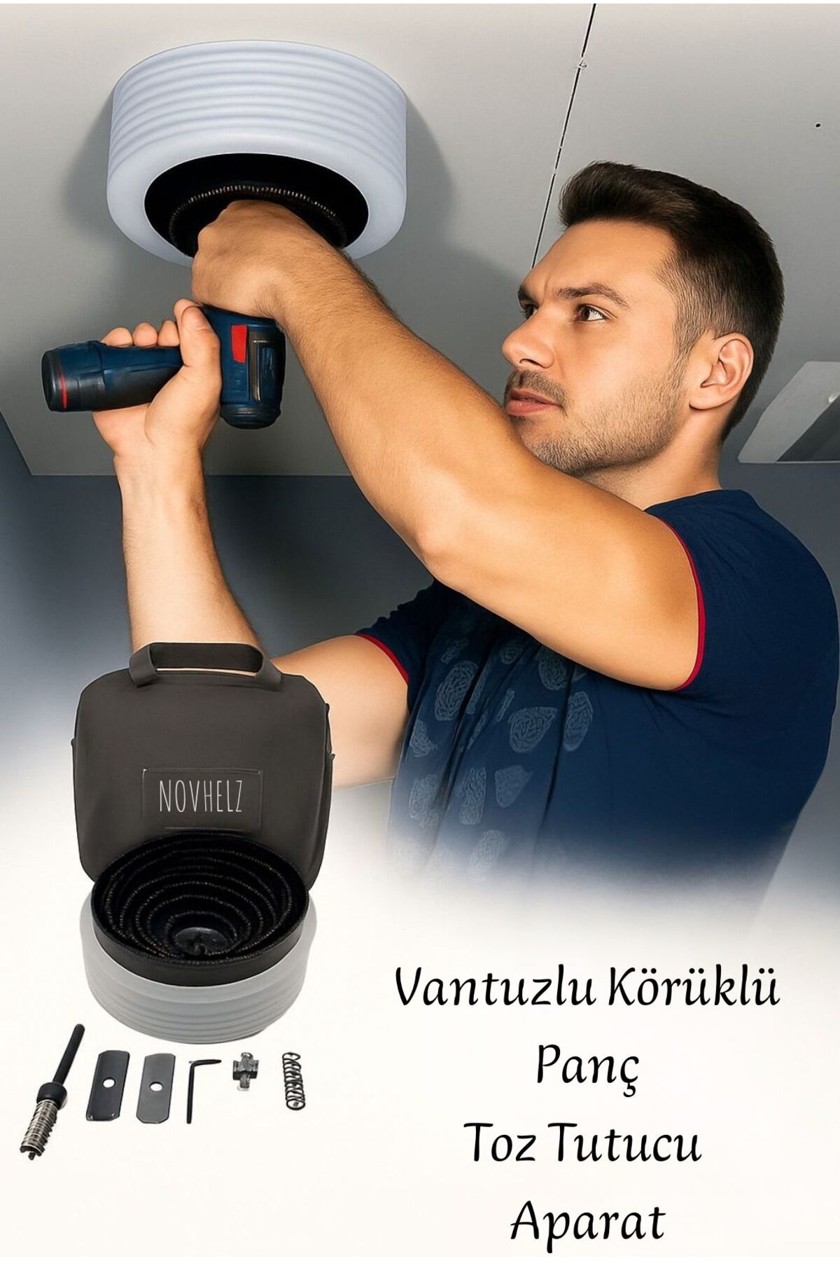 (NOV27) NOVHELZ VANTUZLLU, KÖRÜKLÜ PANÇ TOZ TUTUCU ve PANÇ SETİ (