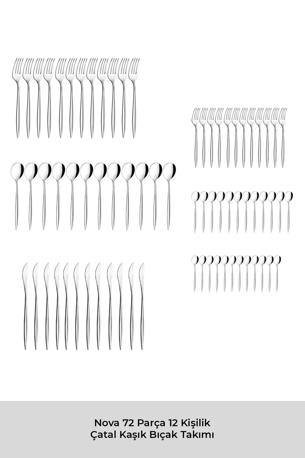 Nova 72 Parça 12 Kişilik Çatal Kaşık Bıçak Takımı Lüks Kutulu