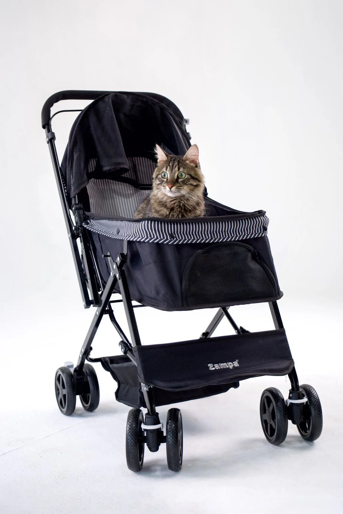 Nova BL08B Siyah Kedi Köpek Arabası - Katlanabilir, Çelik Gövdeli