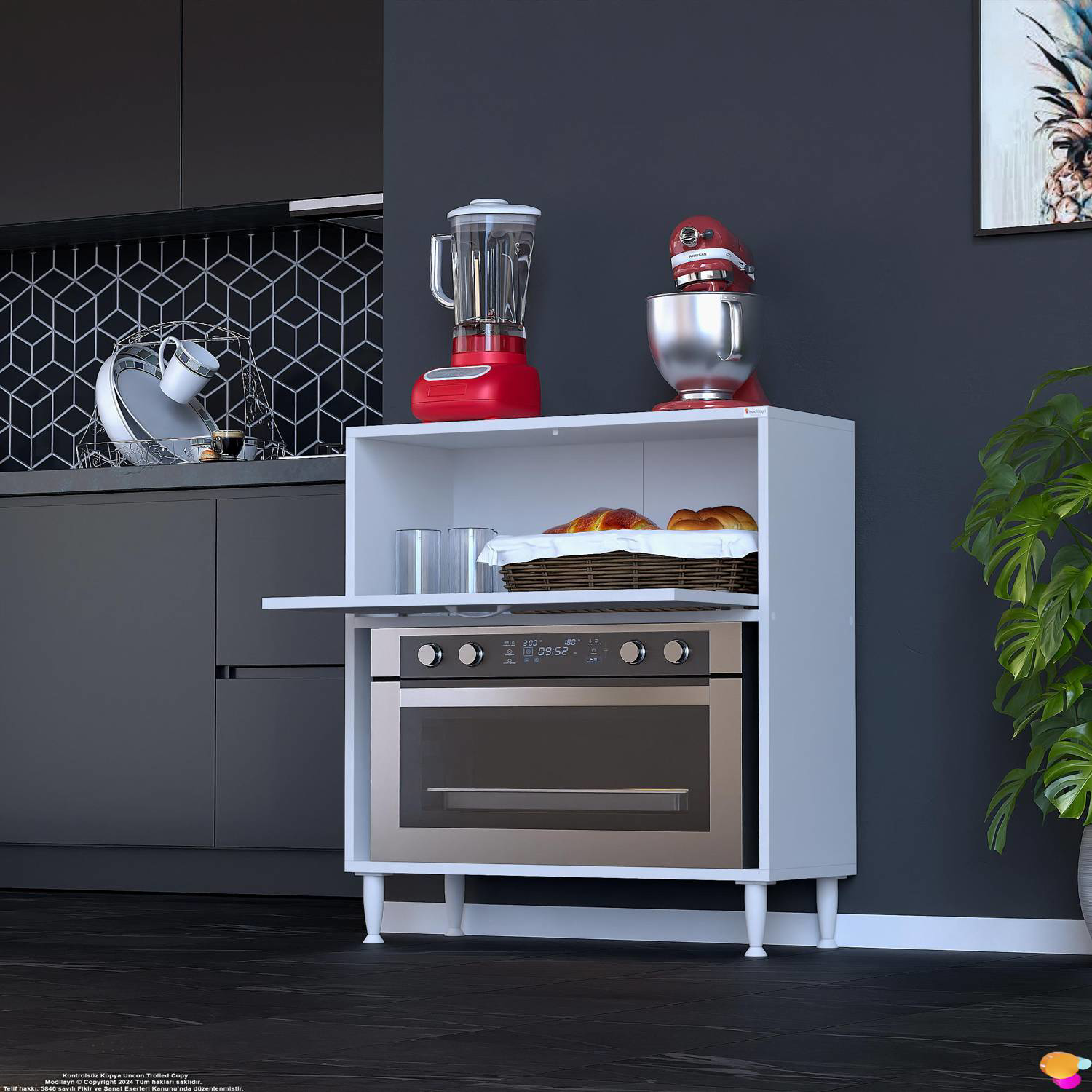 Nova Çok Amaçlı Mutfak Modülü 80x87x32 cm Fırın Dolabı Ekmeklik v - Görsel 4