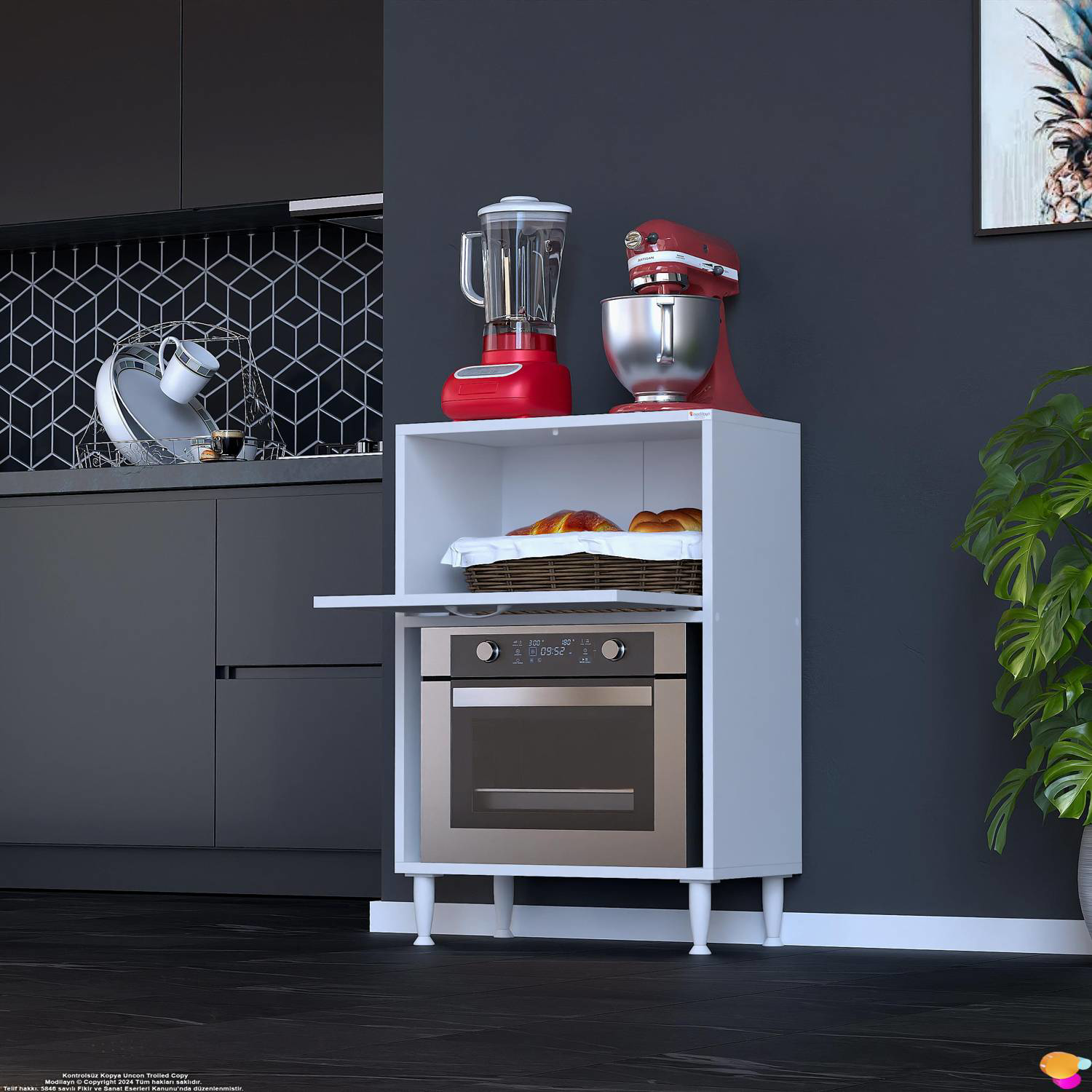 Nova Çok Amaçlı Mutfak Modülü 55x87x32 cm Fırın Dolabı Ekmeklik v Nova Çok Amaçlı Mutfak Modülü 55x87x32 cm Fırın Dolabı Ekmeklik v - Görsel 5