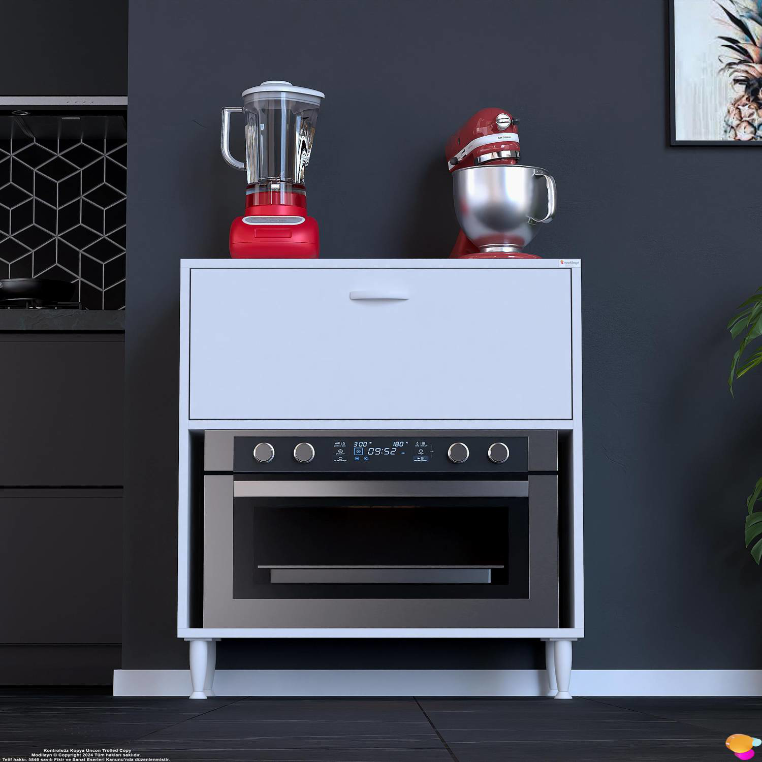 Nova Çok Amaçlı Mutfak Modülü 70x87x32 cm Fırın Dolabı Ekmeklik v - Görsel 3