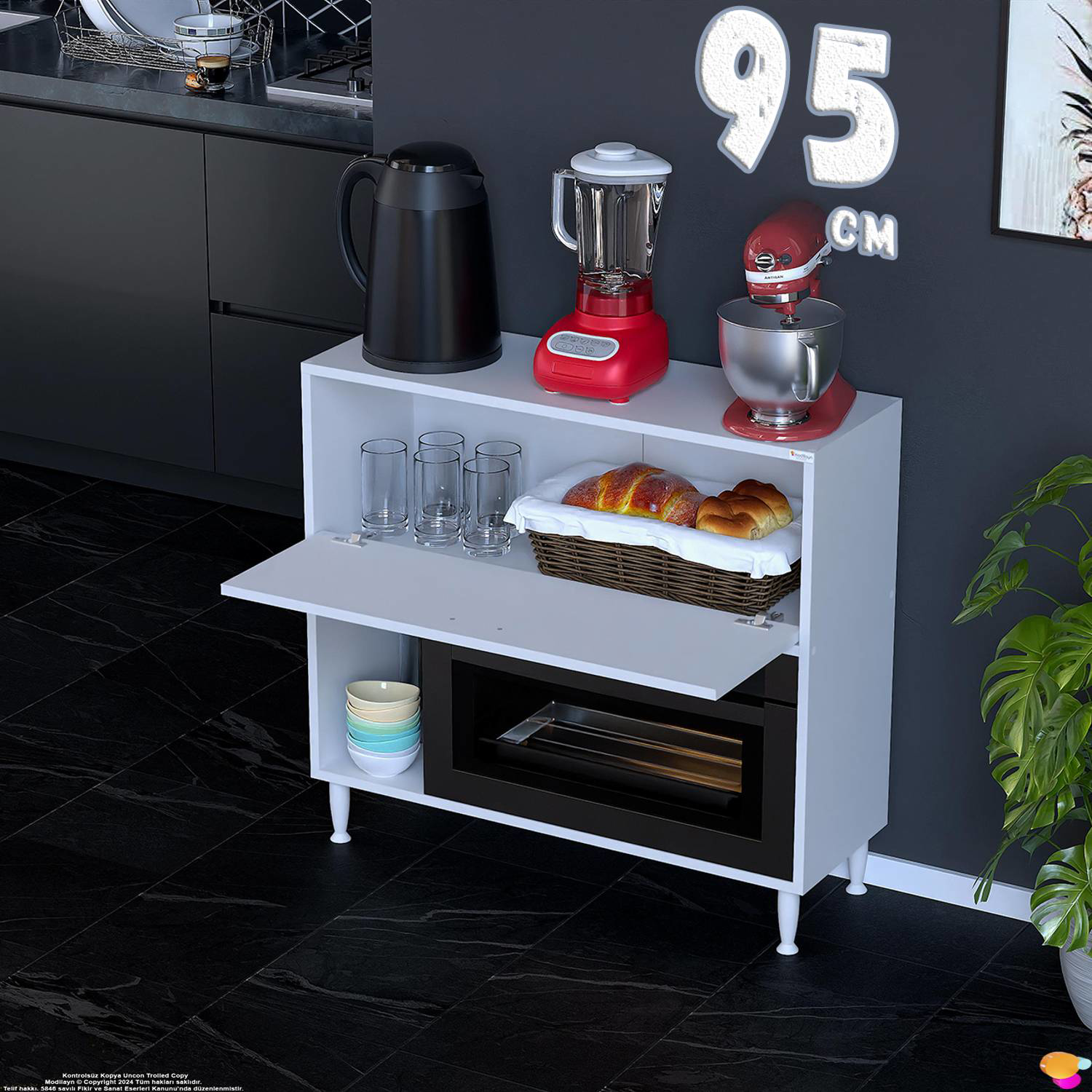 Nova Çok Amaçlı Mutfak Modülü 95x87x32 cm Fırın Dolabı Ekmeklik v - Görsel 2