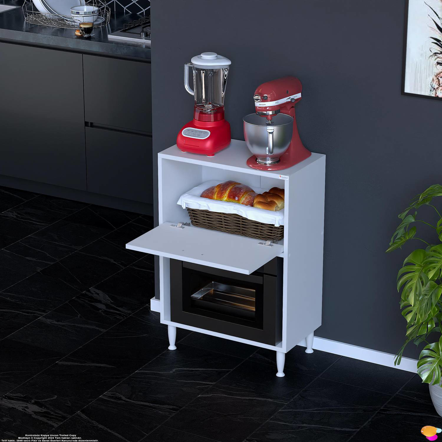 Nova Çok Amaçlı Mutfak Modülü 60x87x32 cm Fırın Dolabı Ekmeklik v - Görsel 4
