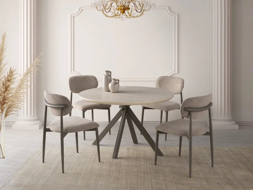 Nova Polo Yuvarlak Açılır Mutfak Masa Sandalye Takımı 70x120cm